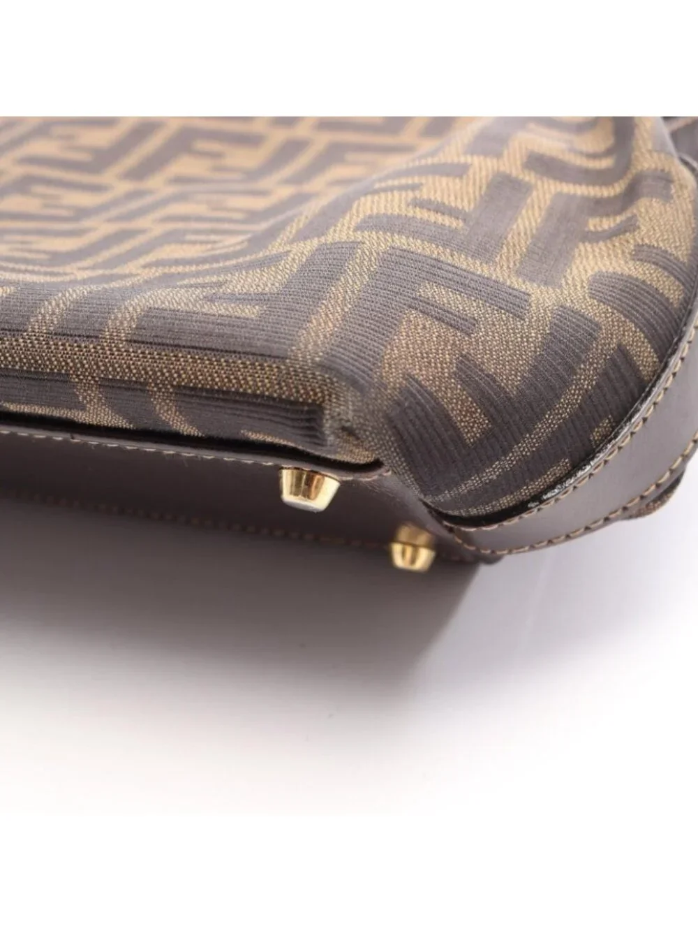 Fendi Tote Zucca Black Brown Canvas Leather